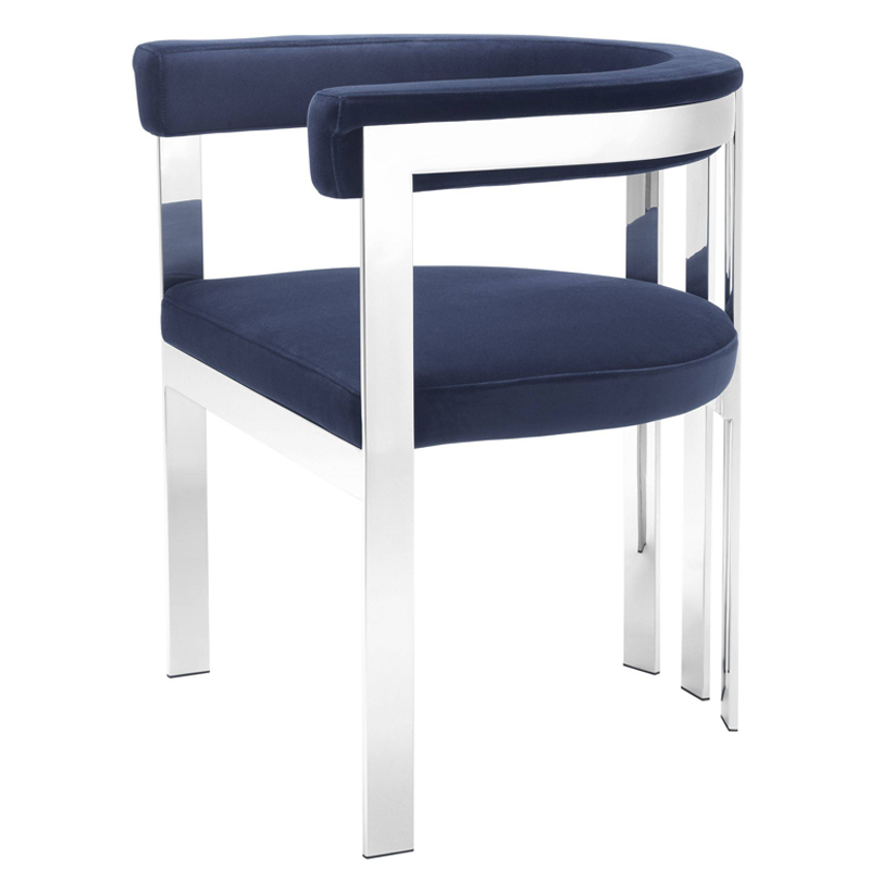 Стул Eichholtz Dining Chair Clubhouse blue Сапфирово-синий Нержавеющая сталь в Перми | Loft Concept 