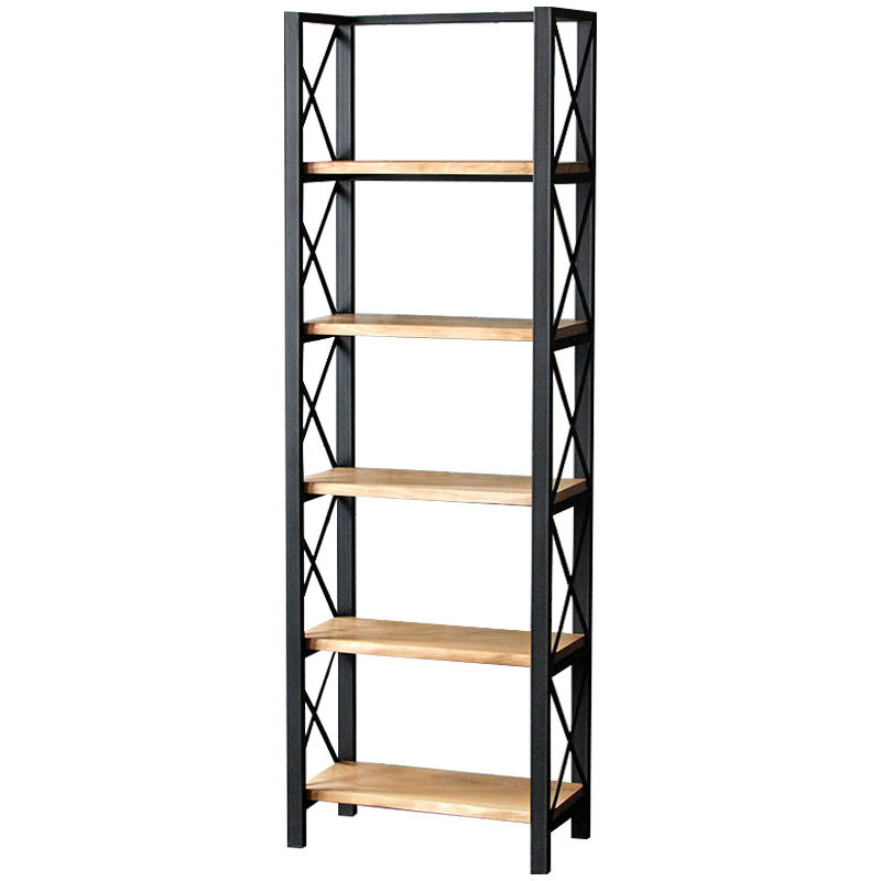 Стеллаж Forster Industrial Metal Rust Rack Черный Светлый дуб в Перми | Loft Concept 