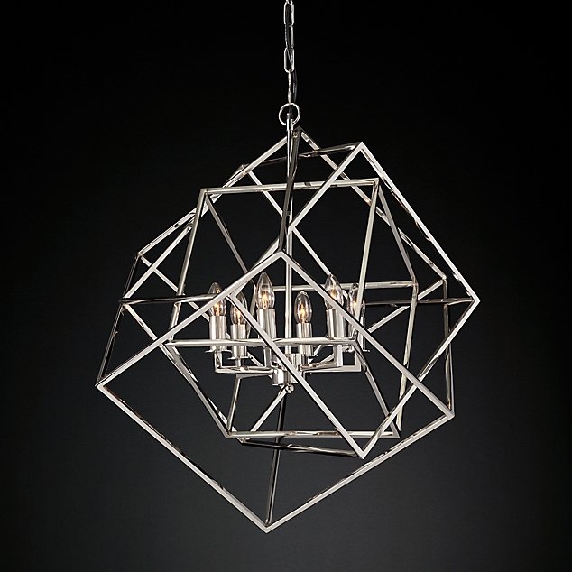 Люстра Restoration Hardware Caged Cubist Pendant Серебряный в Перми | Loft Concept 