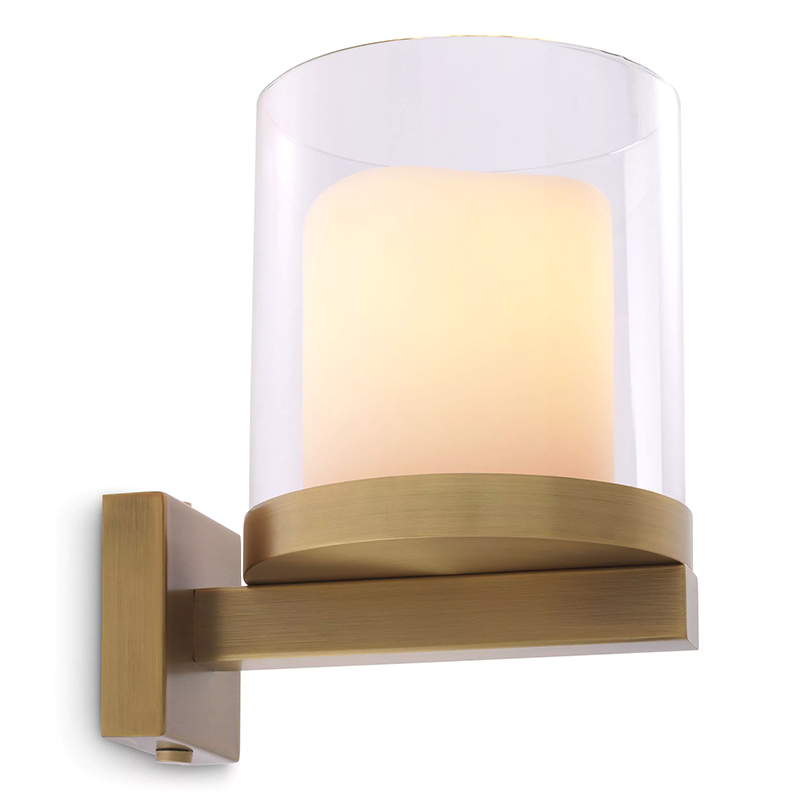 Бра Eichholtz Wall Lamp Donovan Brass Белый Латунь Прозрачное Стекло в Перми | Loft Concept 