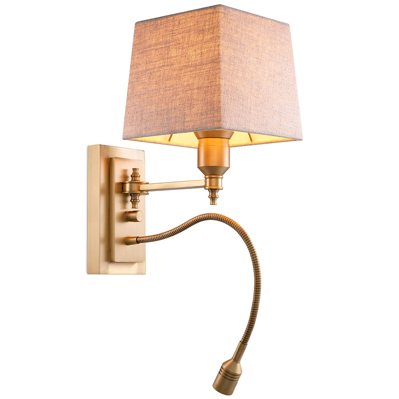 Бра Eichholtz Wall Lamp Ellington Brass Бежево-серый Латунь в Перми | Loft Concept 