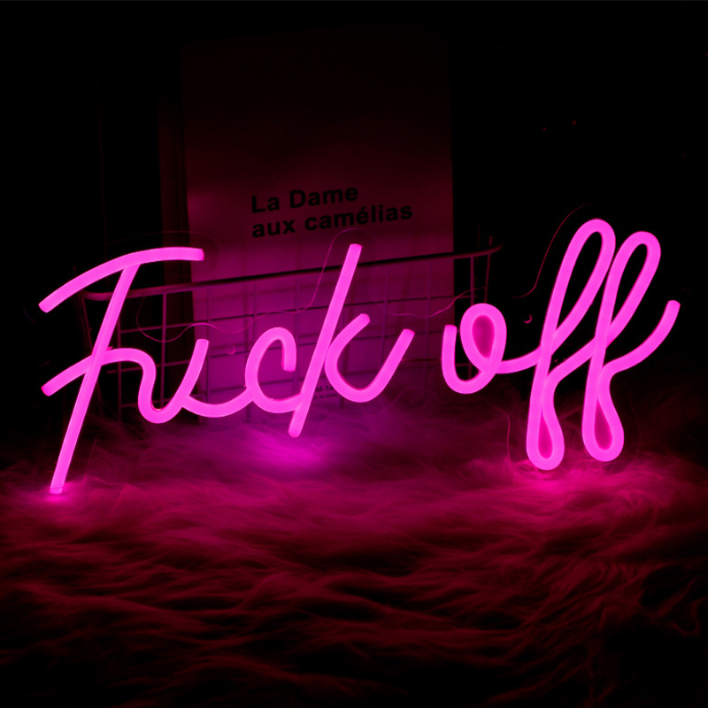 Неоновая настенная лампа Fuck Off Neon Wall Lamp Розовый Розовый Прозрачный в Перми | Loft Concept 