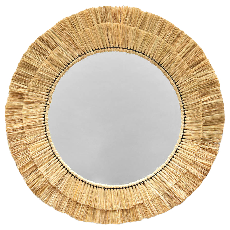 Круглое зеркало с плетеной рамой Jyoti Wicker Mirror Древесина Зеркало в Перми | Loft Concept 