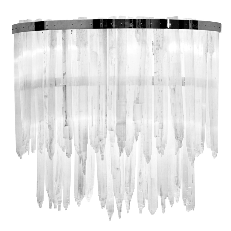 Бра LAMP APPLIQUE SELENITE Никель Прозрачный белый в Перми | Loft Concept 