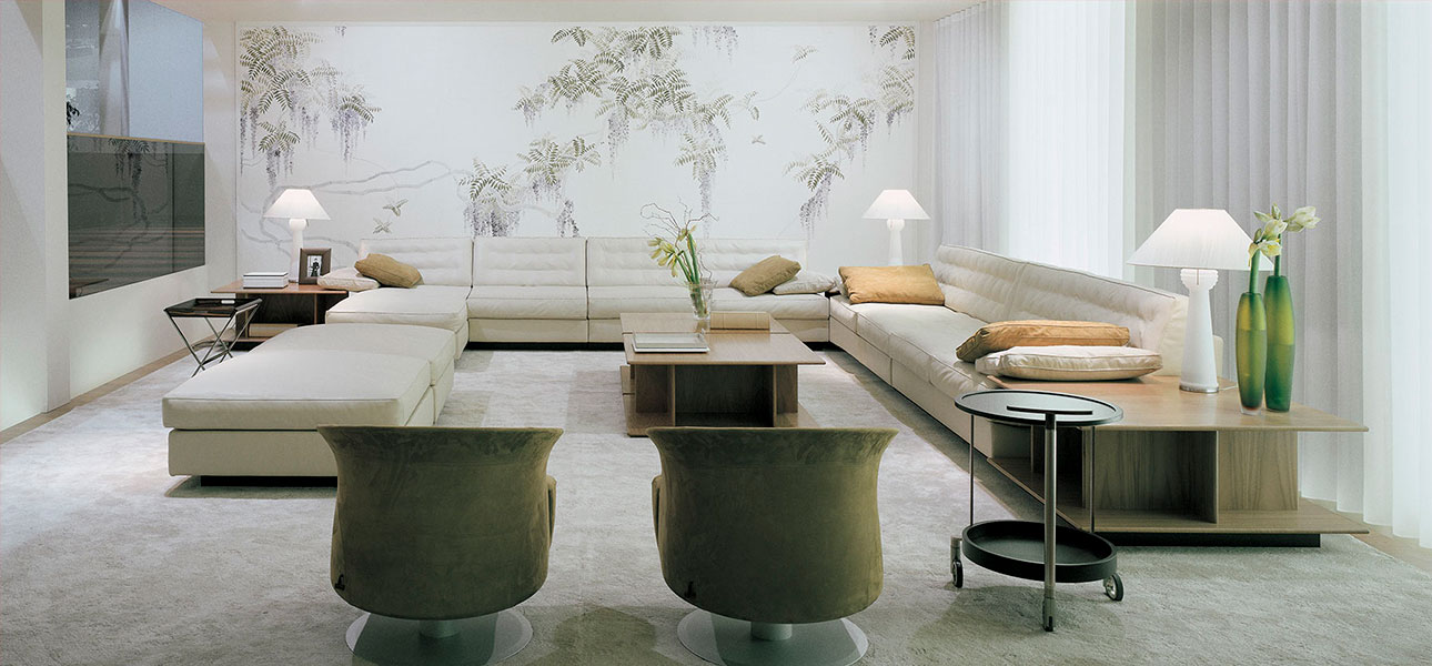 Обои в японском стиле Wisteria Lavender on Natural Mica metallic silk - фото