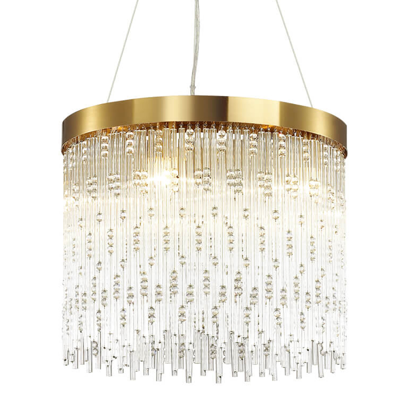 Люстра Hailstorm Rain Kerri Chandelier gold 45 Прозрачный (Transparent) Золотой в Перми | Loft Concept 