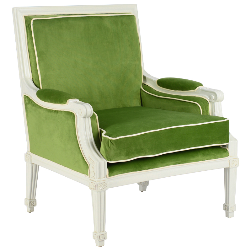 Кресло French Provence Armchair Ferrand green Зеленый смок Белый в Перми | Loft Concept 