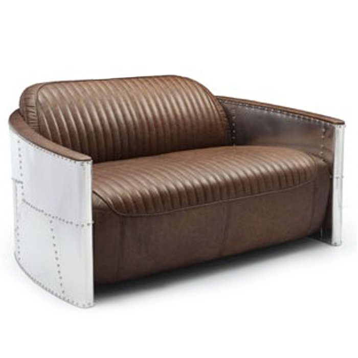 Диван Aviator Sofa 2 seat Белый Черный Коричневый в Перми | Loft Concept 