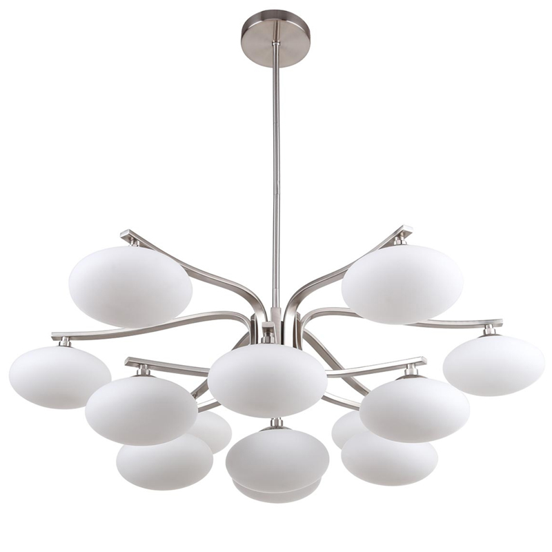 Oval Balls Mushrooms Chandelier 13 Silver Серебряный Прозрачный белый в Перми | Loft Concept 