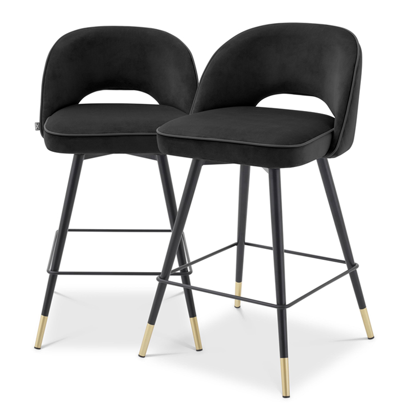 Комплект полубарных стульев Eichholtz Counter Stool Cliff set of 2 black Черный Латунь в Перми | Loft Concept 