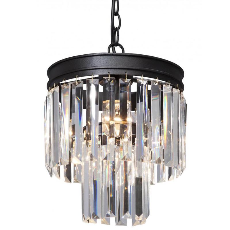 Светильник ODEON CLEAR GLASS Pendant lamp прозрачное Стекло D 27 Черный матовый в Перми | Loft Concept 