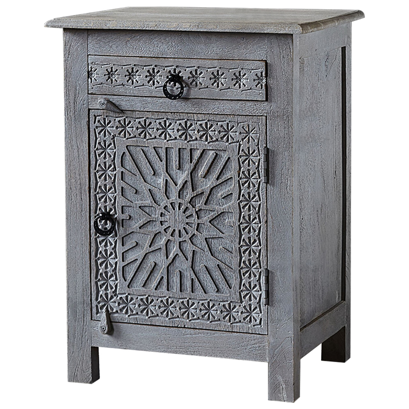 Тумба Indian Antique Furniture Akshi Nightstand Серый Коричневый в Перми | Loft Concept 