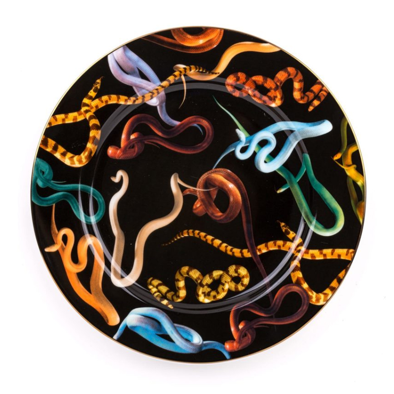 Тарелка Seletti Porcelain Plate Snakes Gold Border Мульти в Перми | Loft Concept 