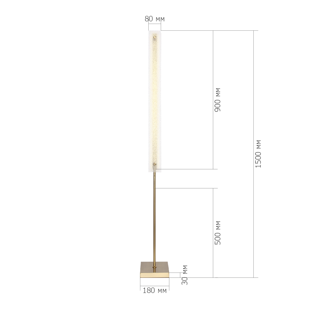Торшер с прямоугольным плафоном с эффектом морозного стекла Freezing в Перми