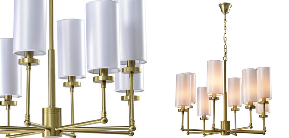 Люстра Fabric Lampshade Brass 8 Люстра Fabric Lampshade Brass 8 - Loft-Concept в Перми