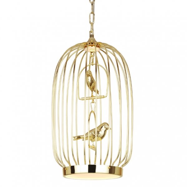 Люстра Birdcage Chandelier Two Gold Глянцевое золото в Перми | Loft Concept 