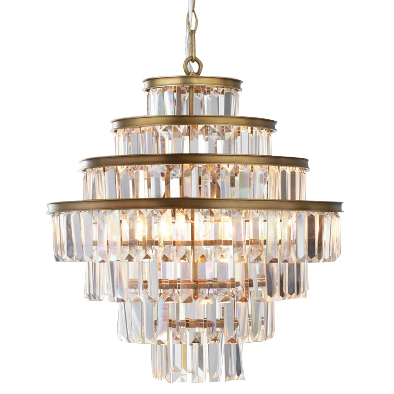 Люстра RH Alaine Crystal Large Pendant Antiqued Brass Золотой Прозрачное Стекло в Перми | Loft Concept 