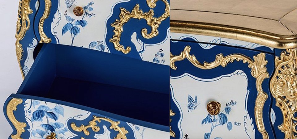Комод в стиле рококо Rococo Casket Синий Комод в стиле рококо Rococo Casket Синий - Loft-Concept в Перми