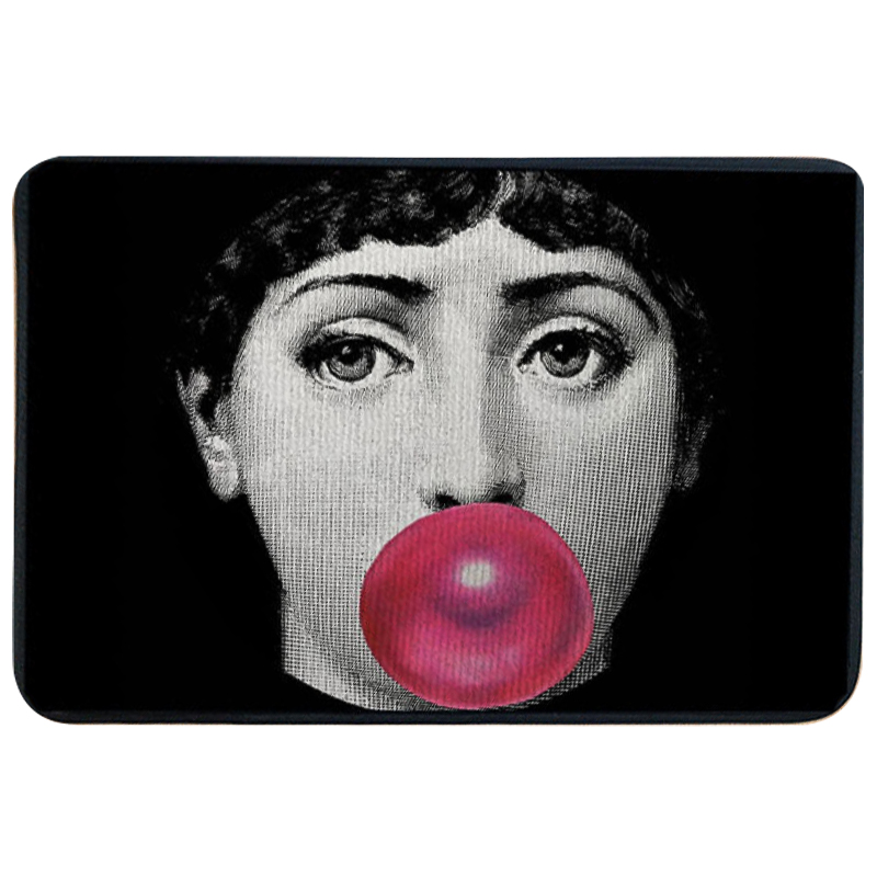 Ковер для прихожей и ванной Fornasetti Pink Bubblegum Rug Черно-белый Розовый в Перми | Loft Concept 