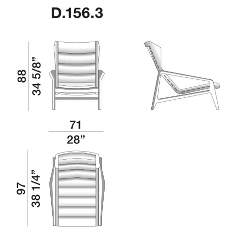 Дизайнерское кресло с подлокотниками из массива дерева Gio Ponti D.156.3 Armchair в Перми