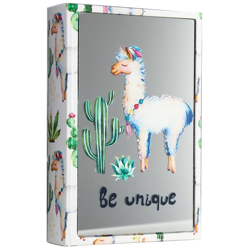 Шкатулка-книга Funny Llama and Cactus Mirror Book Box Мульти Белый в Перми | Loft Concept 