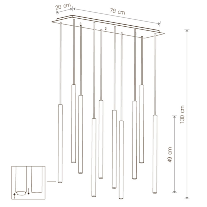 Светильник Trumpet Rectangle Black 10 плафонов в Перми