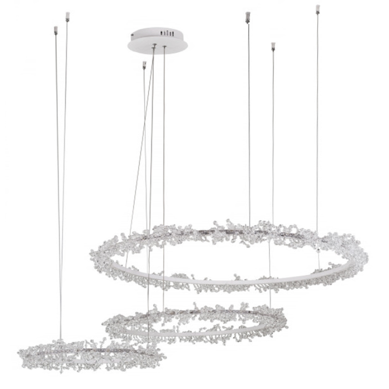 Люстра Crystal round chandelier 3 кольца Белый Прозрачный Белый в Перми | Loft Concept 