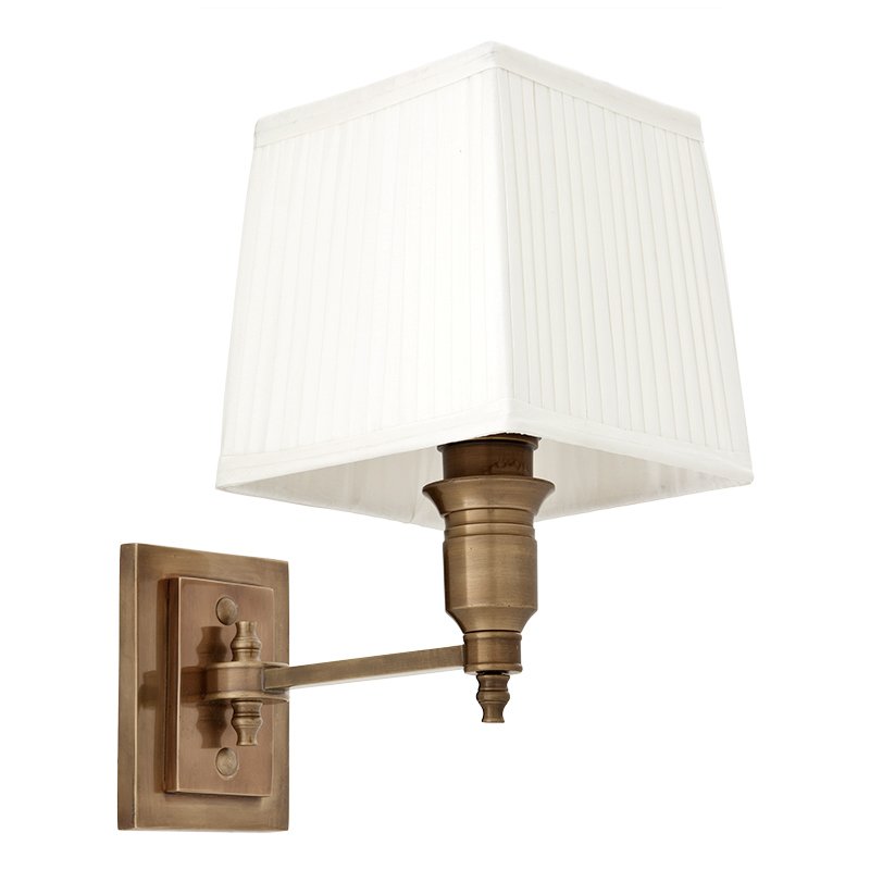 Бра Wall Lamp Lexington Single Brass+White Латунь Античная полированная Белый в Перми | Loft Concept 