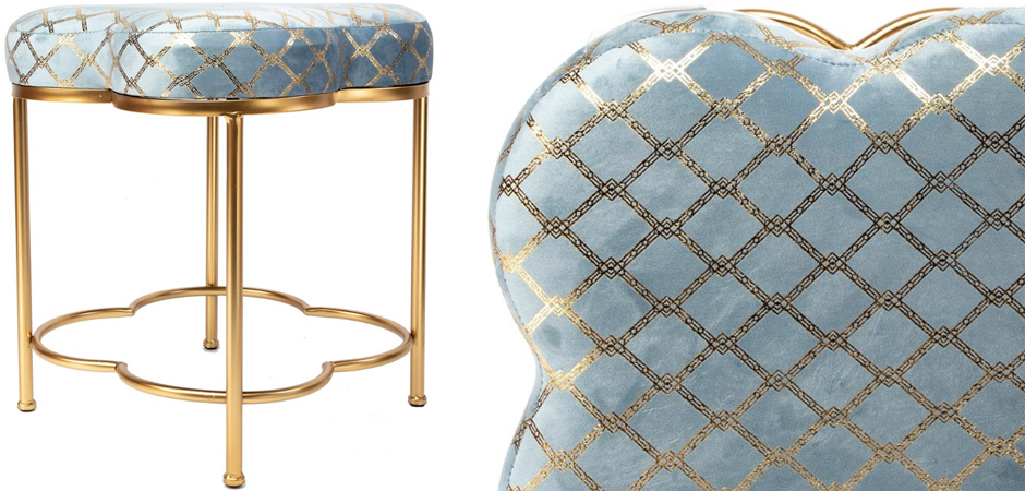 Пуф PUF Frame of Clover & Upholstery Gold Mesh голубой Пуф PUF Frame of Clover & Upholstery Gold Mesh голубой - Loft-Concept в Перми