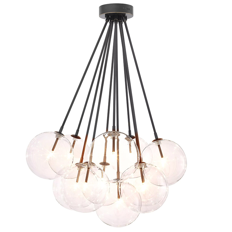 Люстра Eichholtz Ceiling Lamp Molecule Bronze Прозрачное Стекло Темная бронза в Перми | Loft Concept 