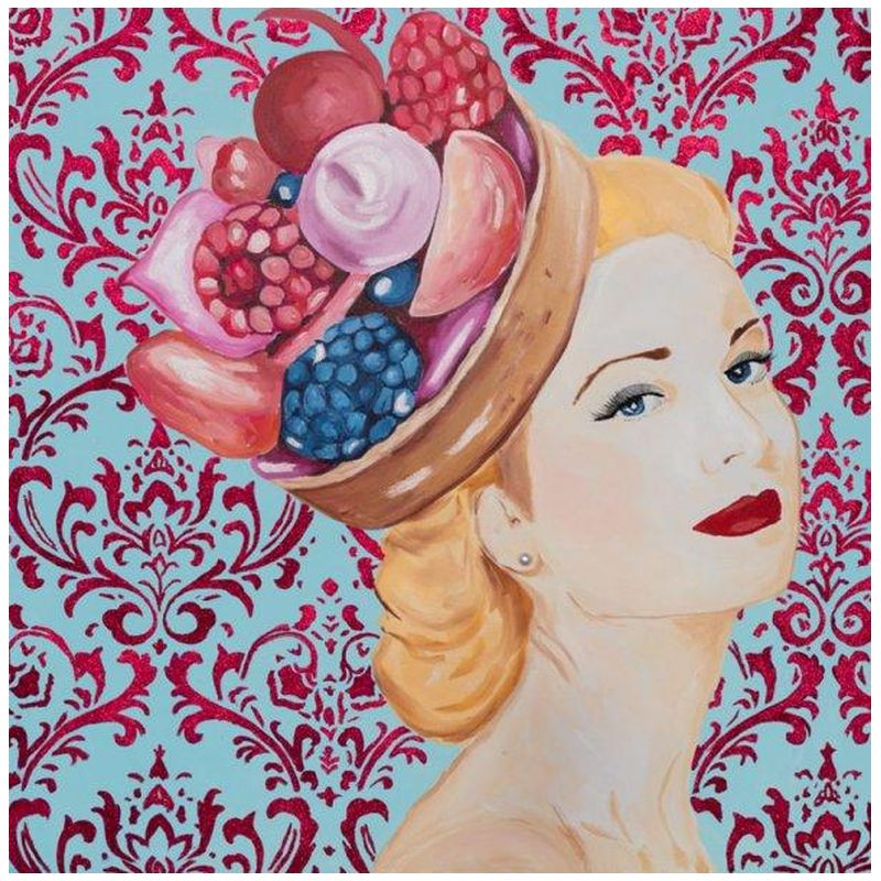 Картина Grace Kelly with Berry Tart Headdress and Damask Background Мульти в Перми | Loft Concept 