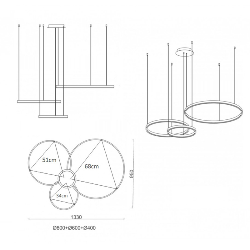 Люстра Crystal round chandelier 3 кольца Белый в Перми