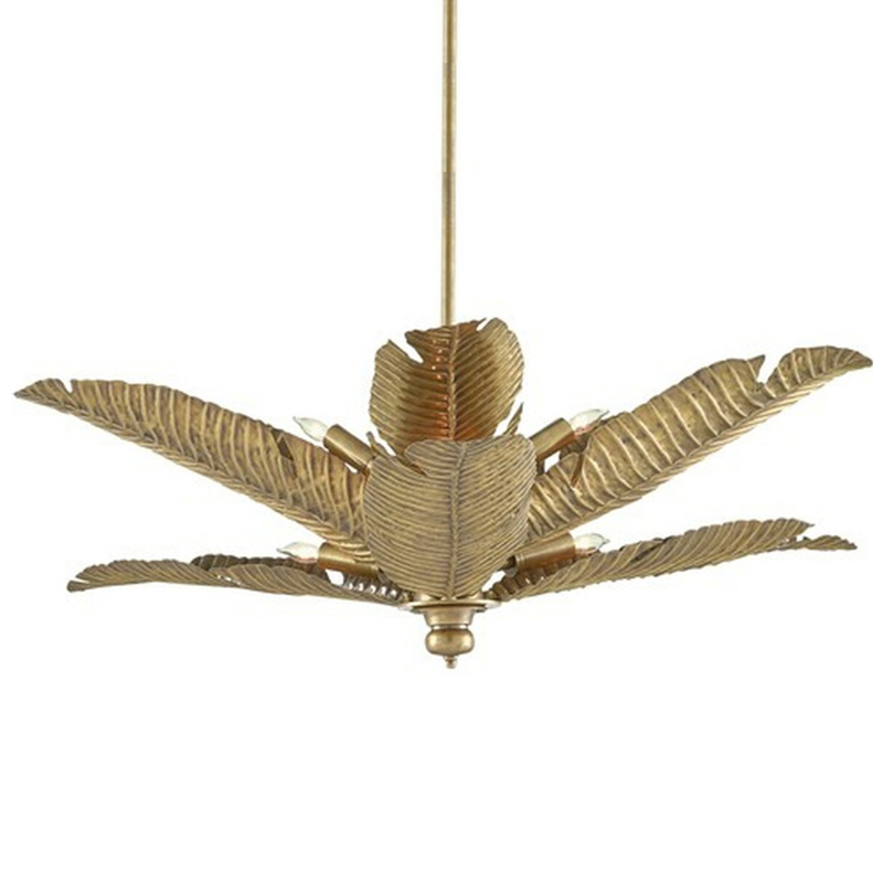 Дизайнерская Люстра Золотые Листья Пальмы Modern Golden Palm Leaves Chandelier Золотой в Перми | Loft Concept 