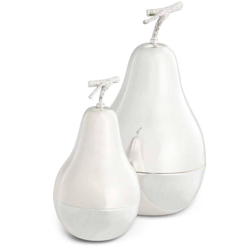 Комплект шкатулок Eichholtz Box Pear Set of 2 Silver Серебряный в Перми | Loft Concept 