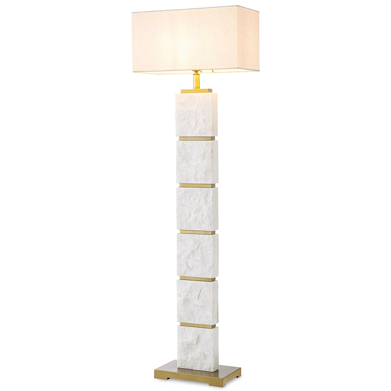 Торшер Eichholtz Floor Lamp Newton Marble Белый Мрамор Bianco Кремовый Латунь в Перми | Loft Concept 