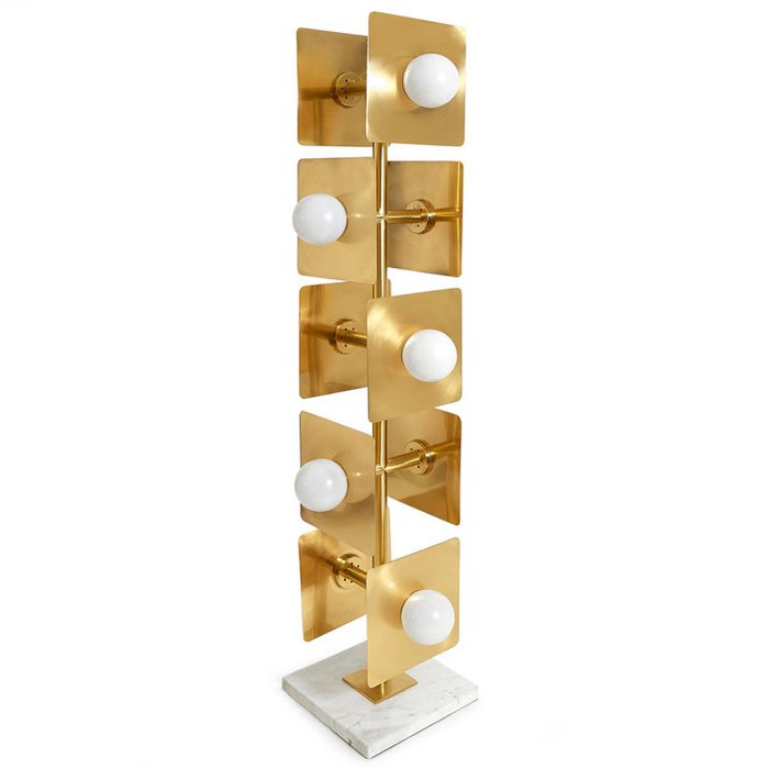 Торшер PUZZLE FLOOR LAMP Латунь Белый Белый Мрамор Bianco в Перми | Loft Concept 