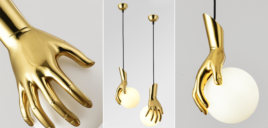 Подвесной светильник Золотая рука Gold Hand Pendant lamp Подвесной светильник Золотая рука Gold Hand Pendant lamp - Loft-Concept в Перми