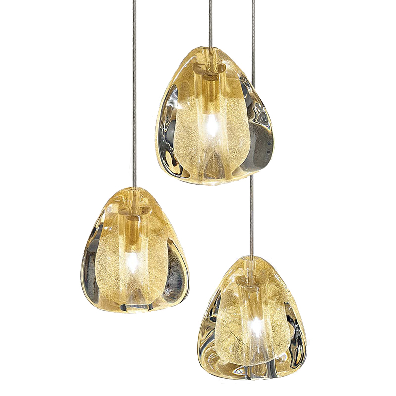 Подвесной светильник Mizu 1 Suspension Lamp Gold Янтарь (Amber) Хром в Перми | Loft Concept 