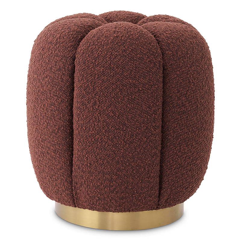 Пуф Eichholtz Stool Orchanic Boucle Rouge Бургундский красный Латунь в Перми | Loft Concept 