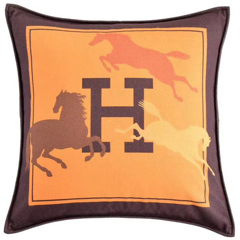 Декоративная подушка Hermes Horse 45 Желтый Коричневый Оранжевый в Перми | Loft Concept 