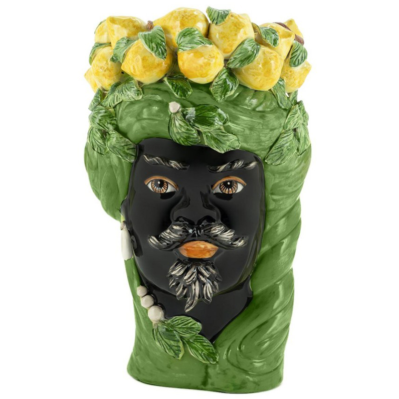 Ваза Vase Lemon Head Man Green Зеленый Желтый Черный в Перми | Loft Concept 