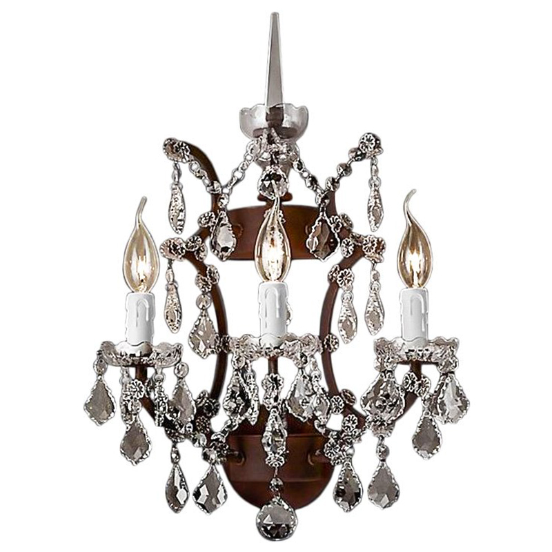 Бра 19th c. Rococo IRON & CLEAR CRYSTAL Brown Wall Lamp Коричневый винтаж Прозрачное Стекло в Перми | Loft Concept 