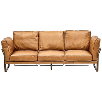 Диван кожаный Didier Beige Leather Sofa Бежевый в Перми | Loft Concept 