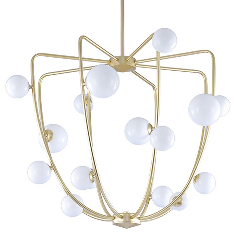 Люстра Cherry Bomb Cage Chandelier CB.36.01 Латунь Прозрачный белый в Перми | Loft Concept 