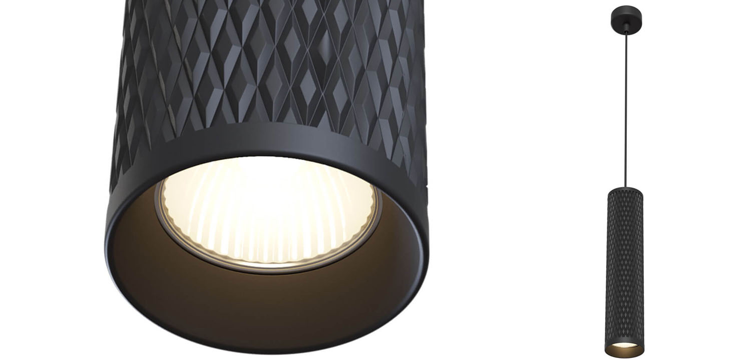 Подвесной светильник Trumpet tube black rhombus - фото