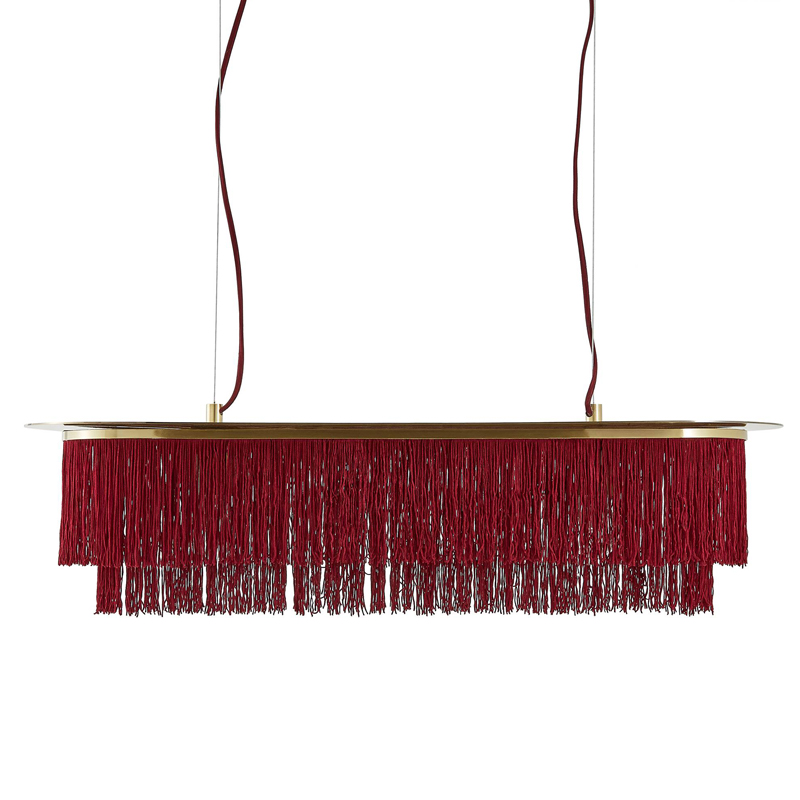 Люстра Houtique Linear Chandelier Burgundy Бургундский красный Латунь в Перми | Loft Concept 