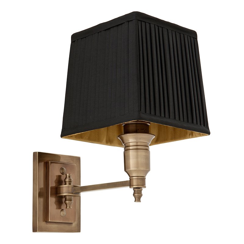 Бра Wall Lamp Lexington Single Brass+Black Латунь Античная полированная Черный в Перми | Loft Concept 