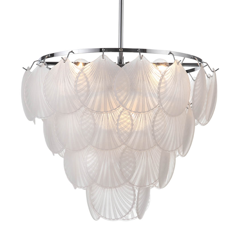 Люстра Glass Shells Suspension Chandelier Белый Хром в Перми | Loft Concept 