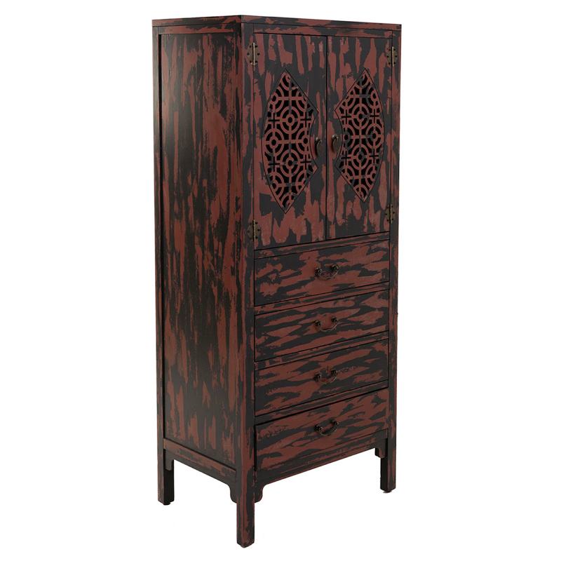 Шкаф деревянный в Китайском стиле Chinese Cabinet William Черный Красный в Перми | Loft Concept 