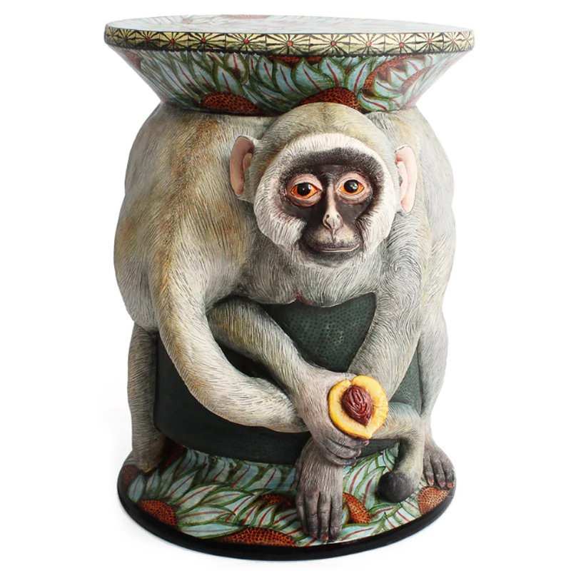 Табурет Обезьяна с фруктом ручная работа Monkey Side Table Серый в Перми | Loft Concept 